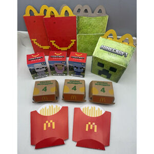 Minecraft Movie McDonalds Kid Happy Meal Toys w/3 Empty Boxes, 3 toys*READ..